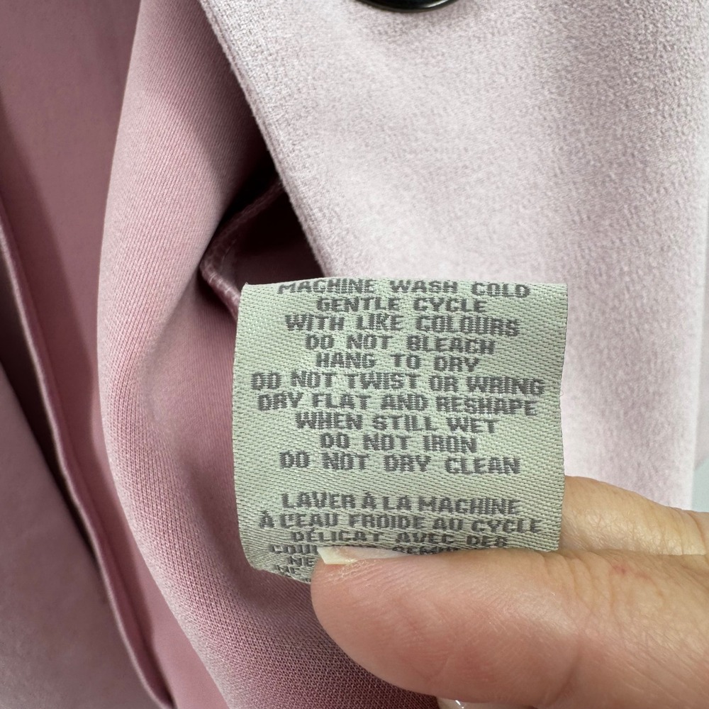 Charlie Paige Women Pink Faux Suede Grommet Open Front Coat Jacket Large - Picture 8 of 10